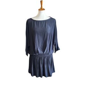Ramy Brook Slate Blue Sheer Sleeve Drop Waist Mini Dress – Size Small